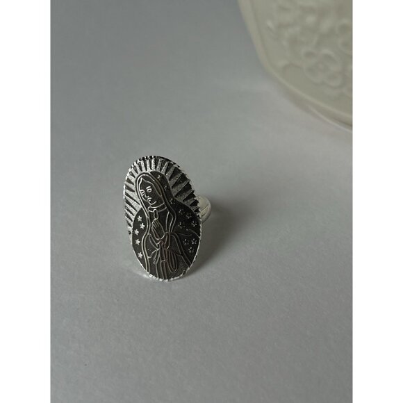 Virgin of Guadalupe Ring 925 Sterling Silver Size 10 Mexican Devotional Jewelry - Picture 4 of 16